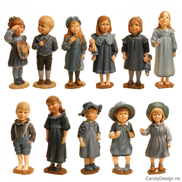 Carl Larsson figurer - Enkle barn - Blå/blå - assortert