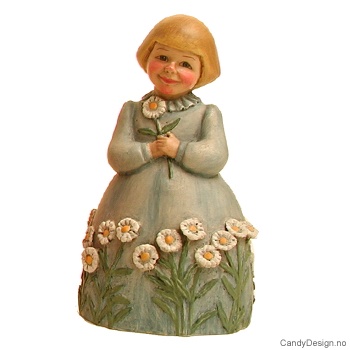 Mona Lærum enkle figurer - Pike i blått med prestkrager