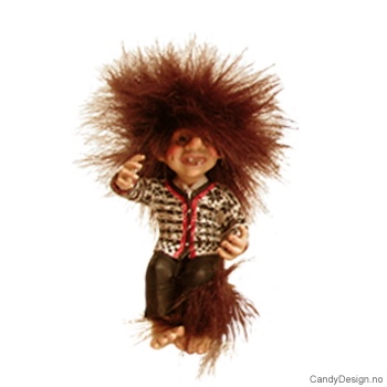 Mini troll på sittende på kant - Trollpike med Teddy