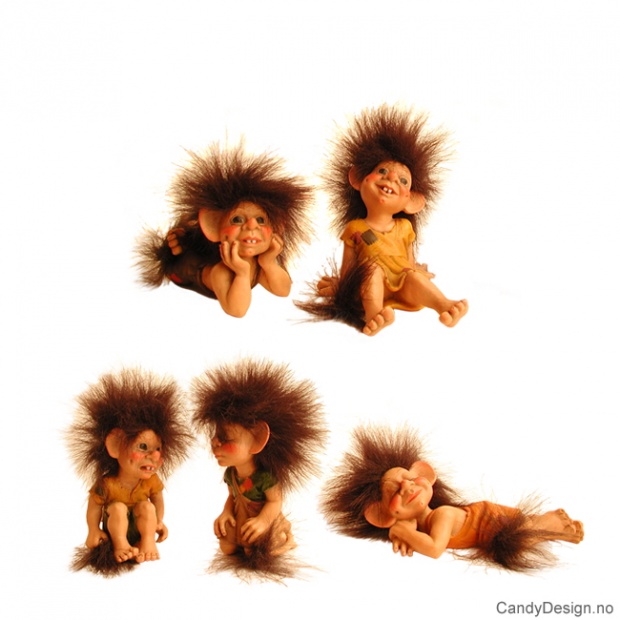 Mini troll liggende og sittende uten genser  assortert