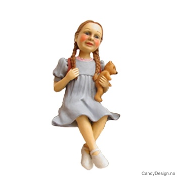 Små Carl Larsson barne figur sittende på kant - Pike med bamse