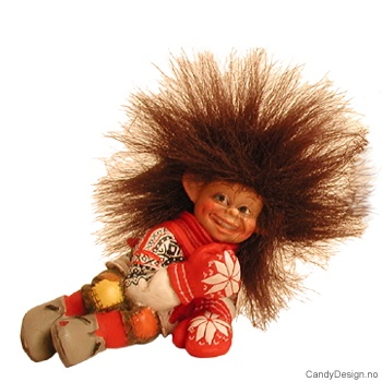 Mini liggende/sittende vintertroll