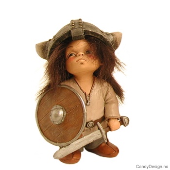 Store forelskede vikingebarn enkle figurer med fluffy hår  Viking gutt overlegen med sverd og skjold