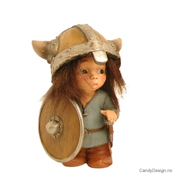 Store forelskede vikingebarn enkle figurer med fluffy hår  Viking gutt med sverd på siden