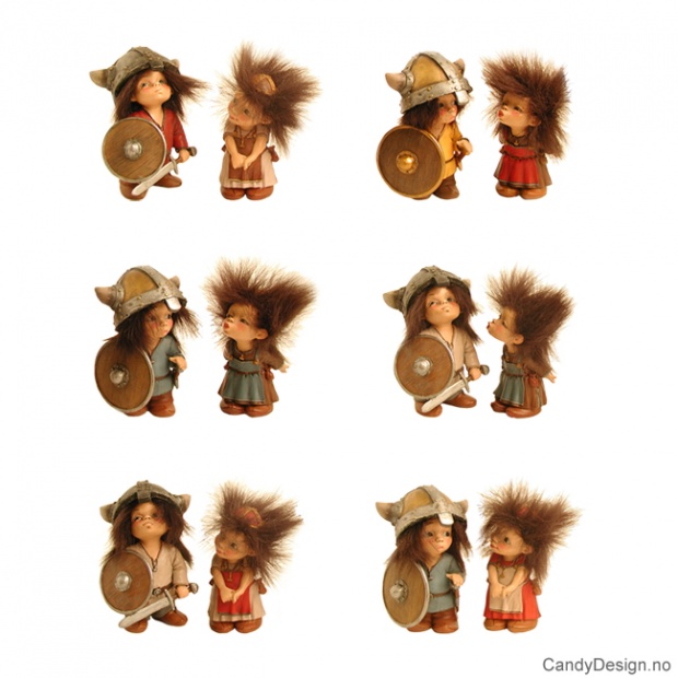 Vikinger små - fluffy hår assortert