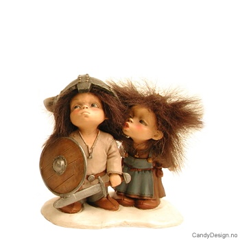 Vikingepar suvenir små - fluffy hår