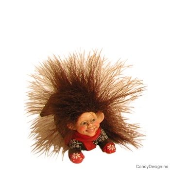 Troll på ski med fluffy hår