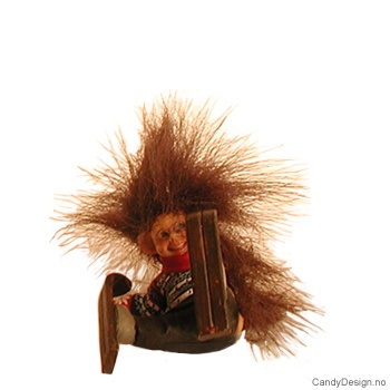 Troll på ski med fluffy hår