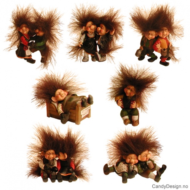 Partytroll med fluffy hår assortert
