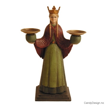 Stående vikingedronning med lysholder