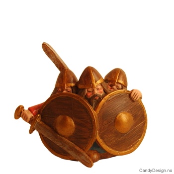 Tre vikinger i farger uten horn  liten