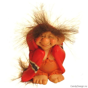 Troll med Norsk flagg - orange bukse