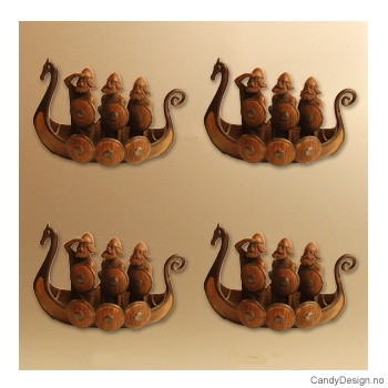 Magnet vikingskip med 3 vikinger