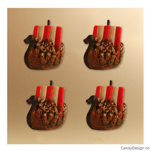 Vikingskip med vikinger og magnet