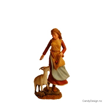 Stående vikingdame med geit i farger - medium