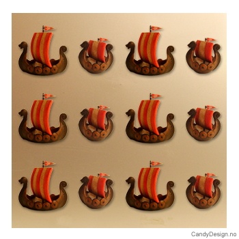 Vikingskip suvenir magnet assortert