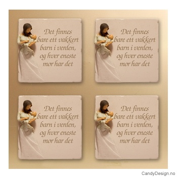 Magnetplate med kvinnefigur - Det finnes bare ett vakkert barn i verden, og hver eneste mor har det  (m/baby)