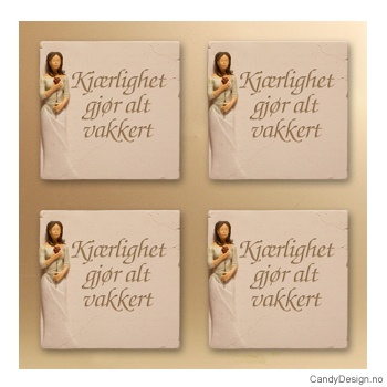 Magnetplate med kvinnefigur - Kjærlighet gjør alt vakkert  (m/rose)