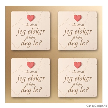 Magnetplate med rødt hjerte og tekst - Vet du at jeg elsker å høre deg le