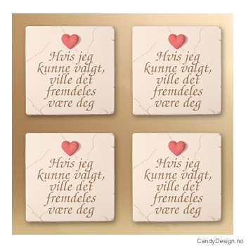 Magnetplate med rødt hjerte og tekst - Hvis jeg kunne valgt, ville det fremdeles være deg