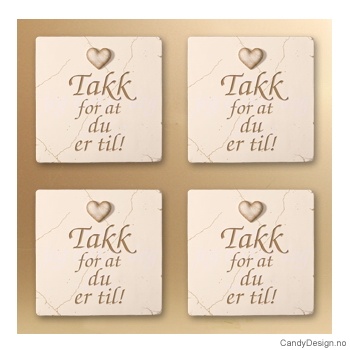 Magnetplate med hjerte og tekst - Takk for at du er til!