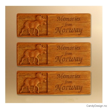Woodstyle magnet plater med tekst - Elg magnet Memories from Norway