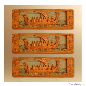 Langskip viking suvenir magnetplater i farger