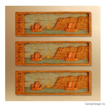 Vikingskip utenfor Nordkapp suvenir magnetplater i farger