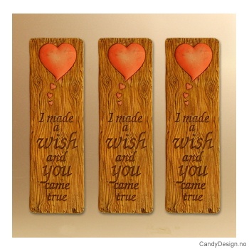 Kjærlighetsord magnet i trefarge - I made a wish and you came true