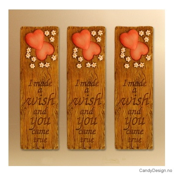 Kjærlighetsord magnet i trefarge - I made a wish and you came true