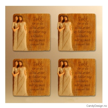 Magnetplate med kjærlighetstekst - Takk for at du alltid er der og holder meg i hånden når jeg mest trenger det  (søstre)