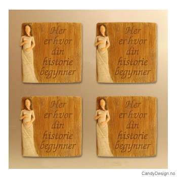 Magnetplate med kjærlighetstekst - Her er hvor din historie begynner  (gravid)