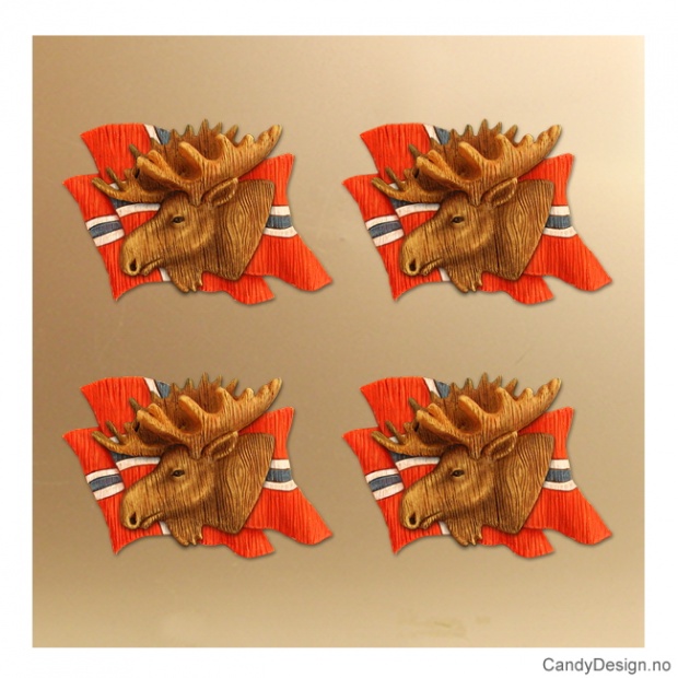 Elg med flagg - magnet