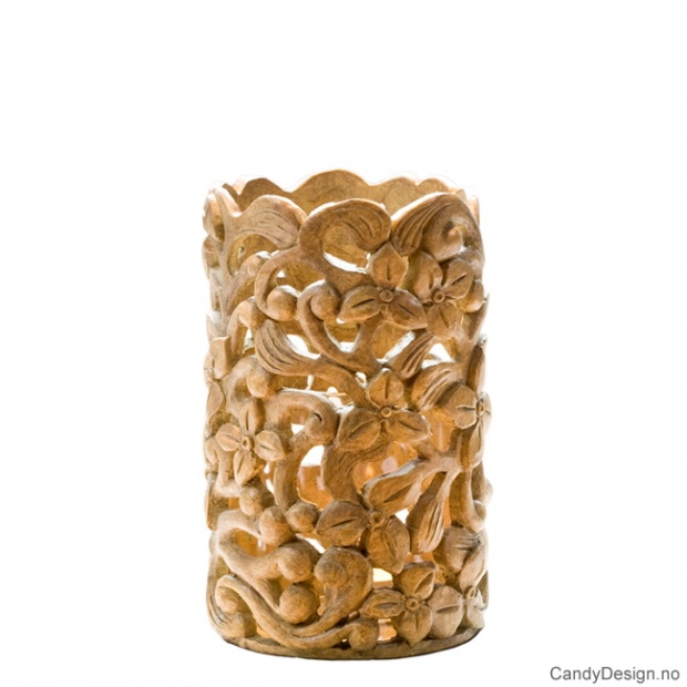 Medium Stormlykt dypt mønster blomster