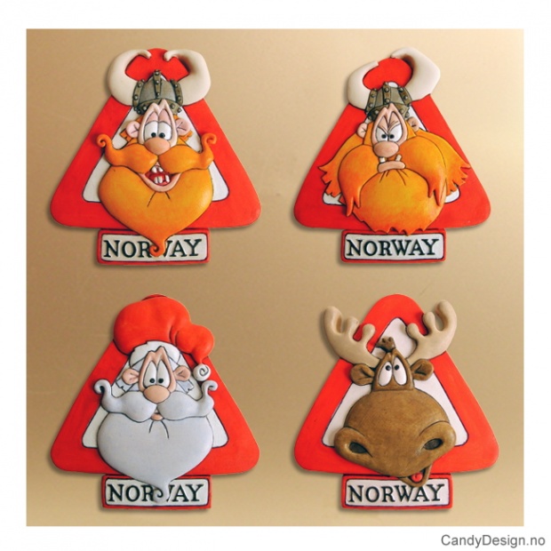 Magneter assortert (skilt med viking, elg og nisse) 