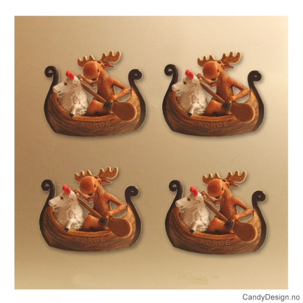 Elg og sau i vikingskip with magnet