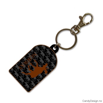 Suvenir nøkkelring i myk PCV - Høykant med elg   