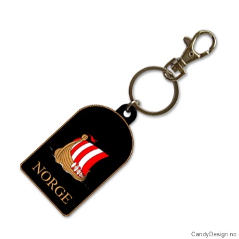 Suvenir nøkkelring i myk PCV - Høykant med vikingskip