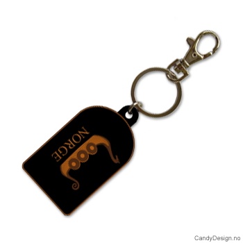 Suvenir nøkkelring i myk PCV - Høykant med brunt vikingskip