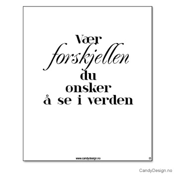 Kjøleskapsmagnet i gummi med visdomsord - Vær forskjellen du ønsker å se i verden