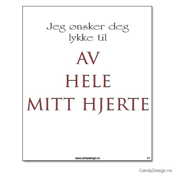 Kjøleskapsmagnet i gummi med visdomsord - Jeg ønsker deg lykke til av hele mitt hjerte