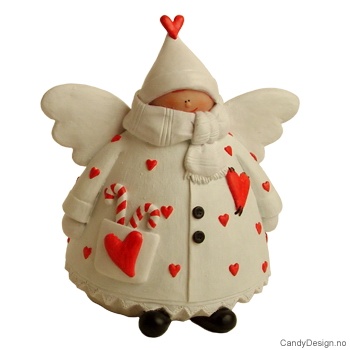 Hvit engel med hjerter - XXL