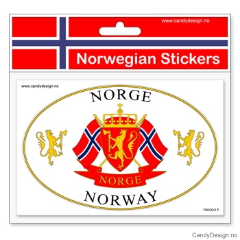 Riksvåpen - ovalt klistremerke for bil