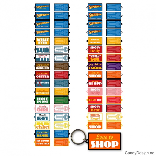 Assorterte nøkkelringer i silikon