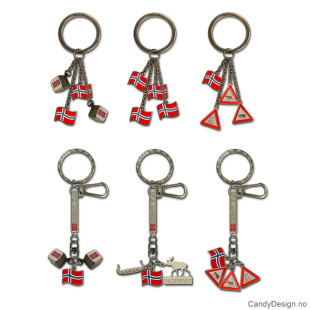 Nøkkelringer med hengende flagg med mer