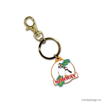 Nøkkelring i silikon med Norway - Rund med lundefugl
