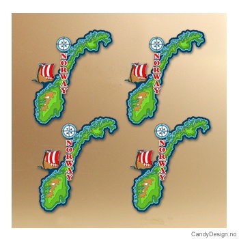 Magnet i silikon med Norway - Norgeskart