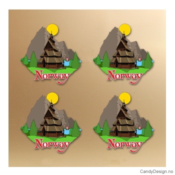 Magnet i silikon med Norway - Stavkirke