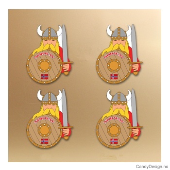 Magnet i silikon med Norway - Viking med skjold