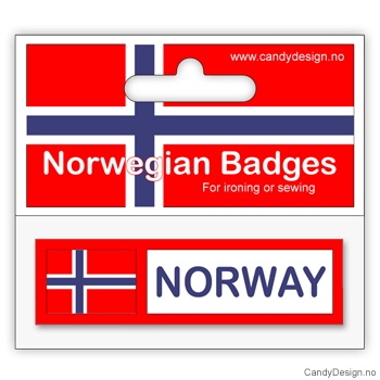 Norsk flagg - avlangt jakkemerke med Norway
